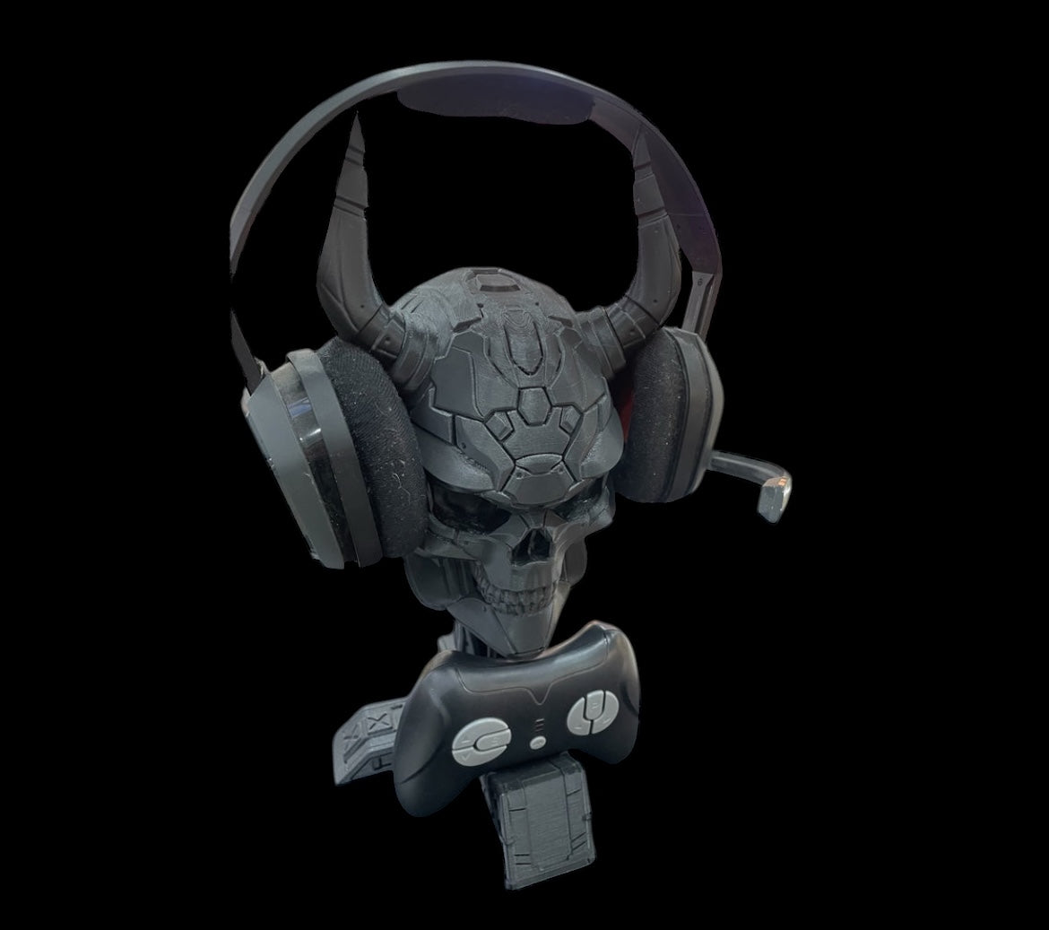 Sci fi skull control and head phone holder