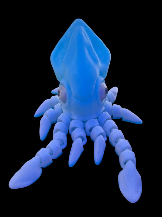 Articulated blue & white squid